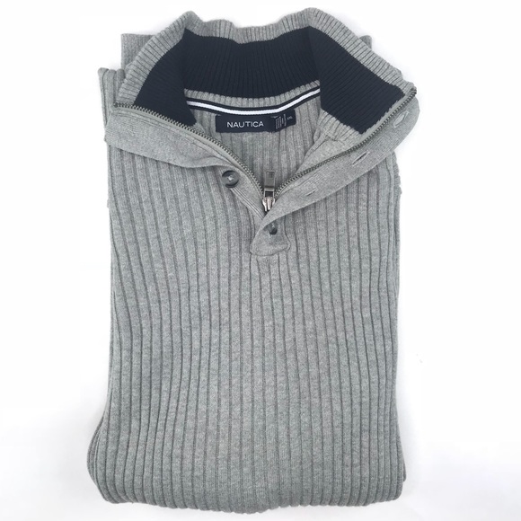 Nautica 4 Button + 1/4 Zip Knitted Cotton Sweater - Picture 8 of 8